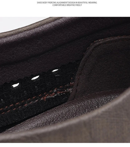 Summer New Breathable Hallow Leather Shoes for Men Solid Color Fashion Casual Driving Shoes Male Low Top Flat Shoes Man