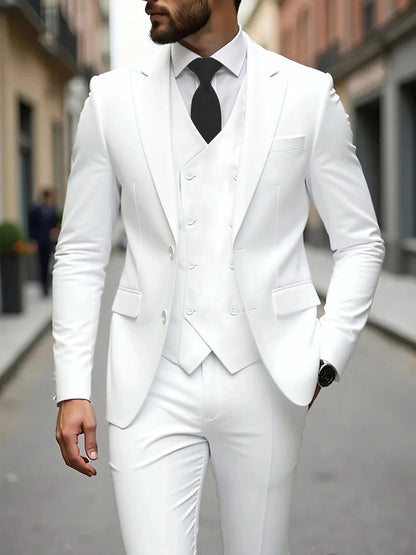 Four Seasons Wedding Groom Suit Big Size Business Formal Slim Fit Korean Style Three Piece Set Mens Tuxedo