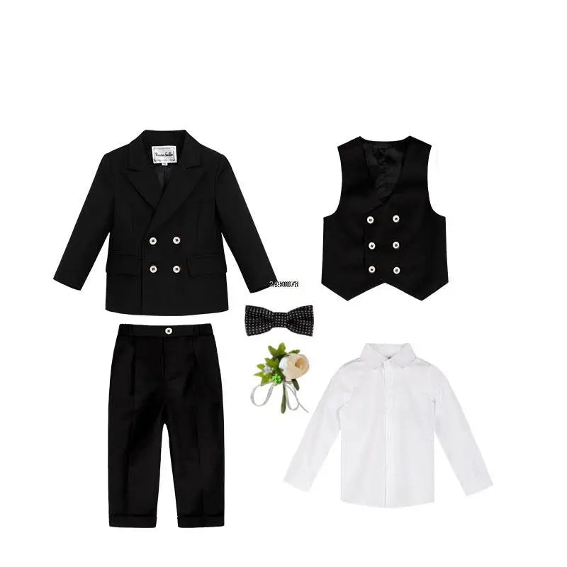 Little Boys Wedding Suit Children Photography Dress Kids Stage Performance Formal Blazer Suit Baby Birthday Ceremony Costume