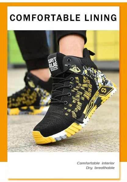 High Top Protective Safety Shoes Men Steel Toe Work Shoes Men Women Work Safety Boots Anti Smash Safety Indestructible WorkBoots
