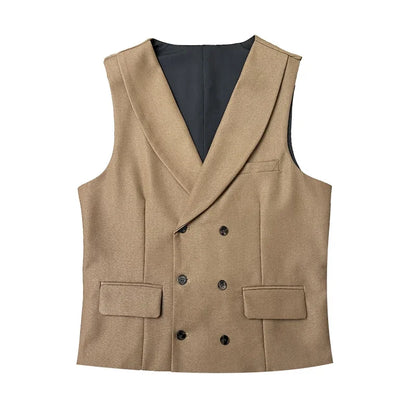 Men Luxury Double Breasted Design Solid Vest Formal Groom Wedding Dress Suit Vest Set Fashion Mens Club Singer Clothing 6XL-M