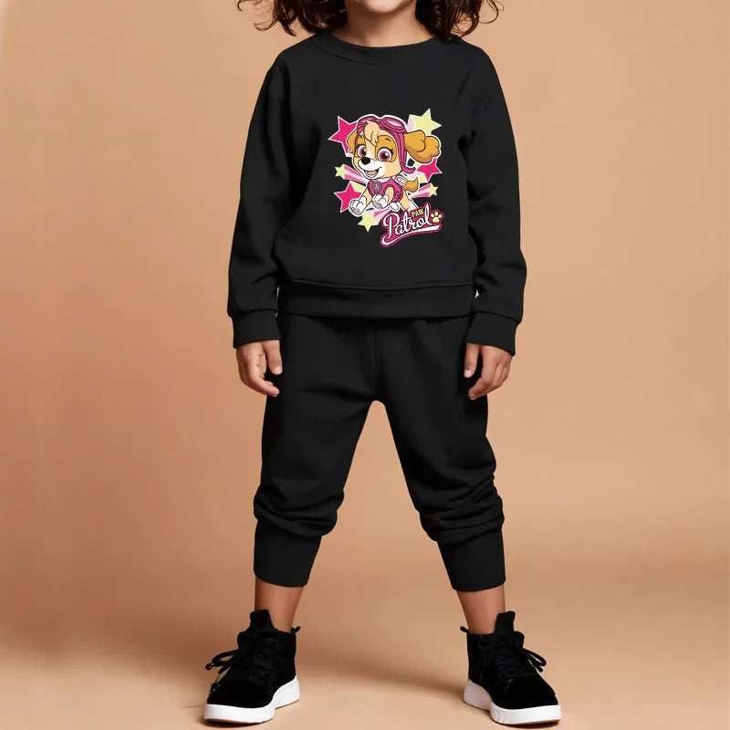 Printed Girls Pullover and Trousers Two Piece Sets Autumn Kids Casual Hoodies Set Spring Fall Children Sweatsuits New