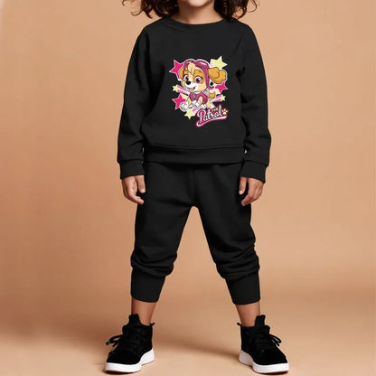 Printed Girls Pullover and Trousers Two Piece Sets Autumn Kids Casual Hoodies Set Spring Fall Children Sweatsuits New
