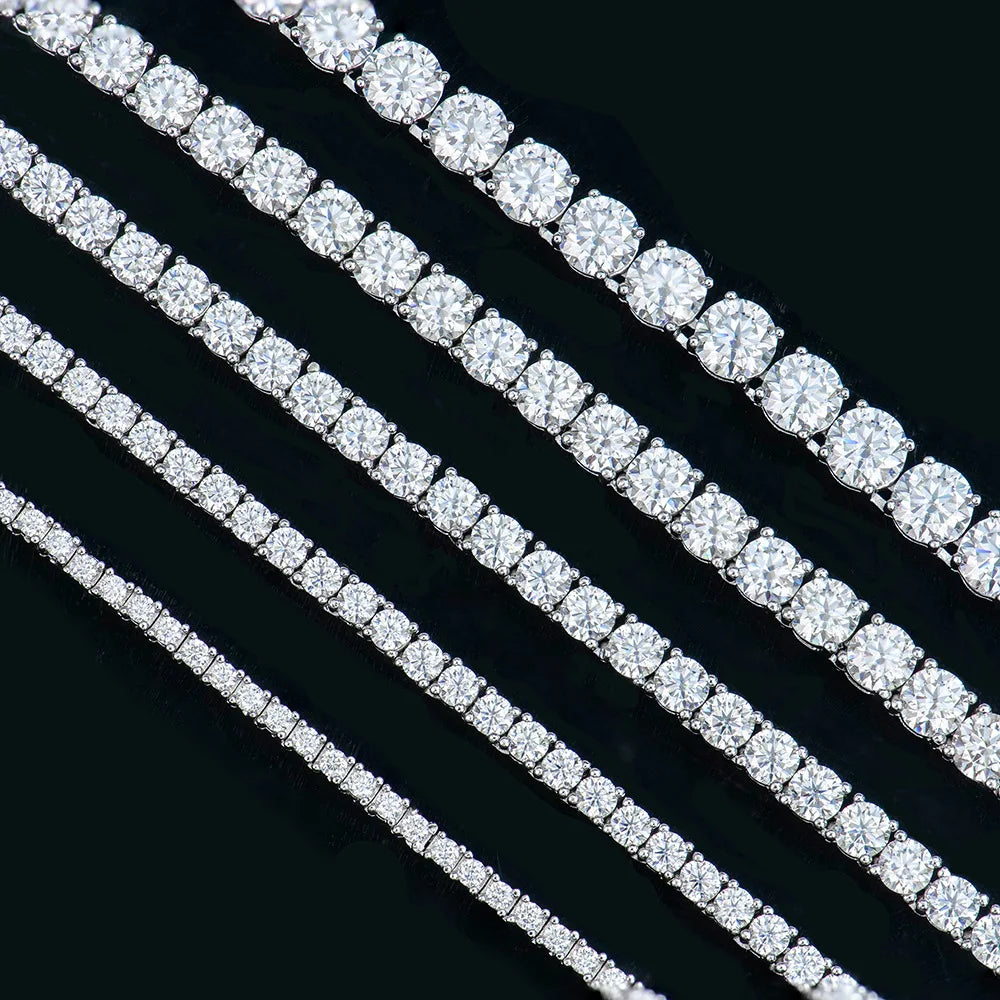 Certified GRA Moissanite Tennis Necklace 3/4/5/6mm Solid 925 Sterling Silver Diamond Tennis Necklaces for Women Man