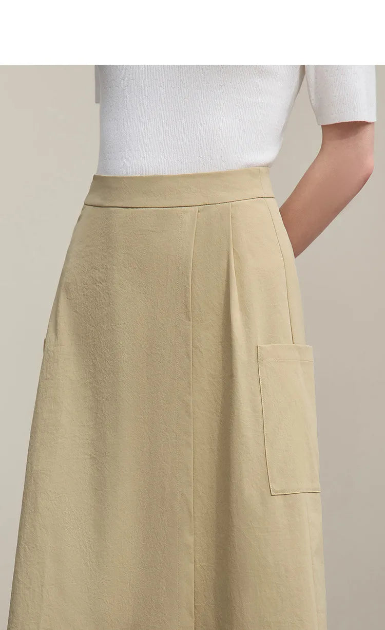 Women's A-Line Skirt 2026 Summer New Textured Relaxed Pocket Midi Culottes Versatile Casual Style Skirt For Women 12622124