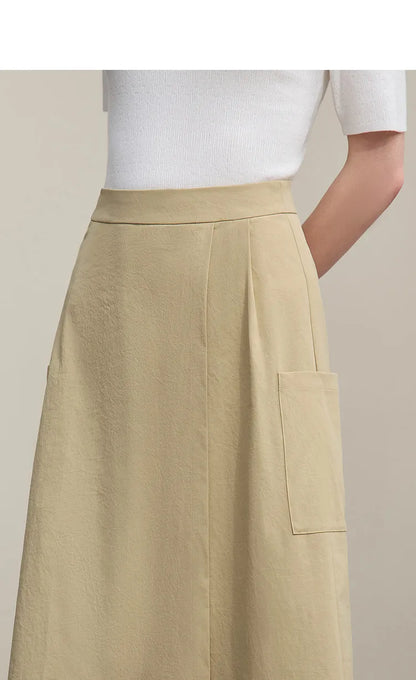 Women's A-Line Skirt 2026 Summer New Textured Relaxed Pocket Midi Culottes Versatile Casual Style Skirt For Women 12622124