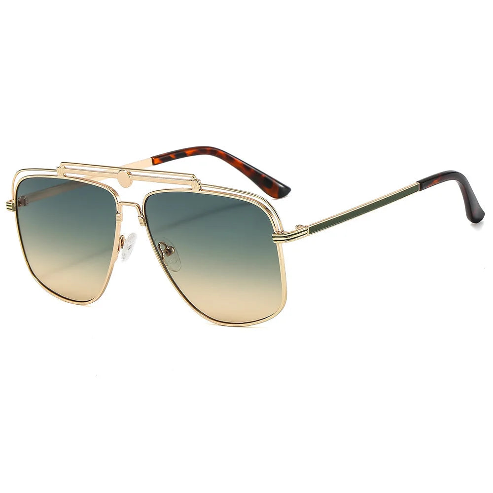 Big Metal Frame Gradient Sunglasses UV400 Protection Classic Sun Glasses Driving Oversized Square Sunglasses for Women & Men