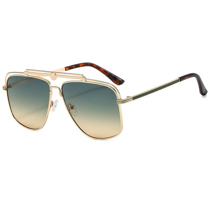 Big Metal Frame Gradient Sunglasses UV400 Protection Classic Sun Glasses Driving Oversized Square Sunglasses for Women & Men
