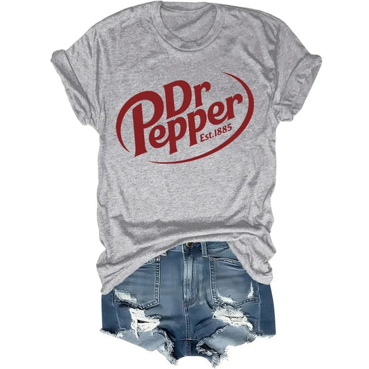 1885 T-Shirt Pepper Soda Lover Dr Pepper Shirt  Women's Harajuku Sleeve Casual Women's T-shirt Clothing Street Aesthetic Clothes