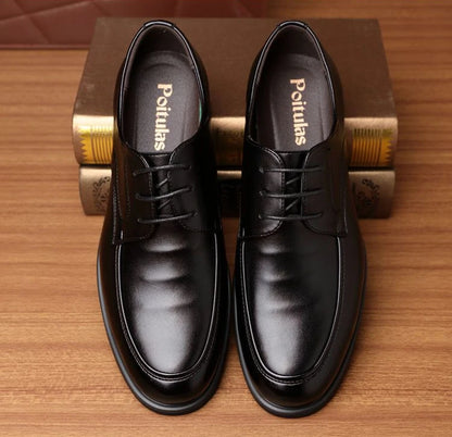 Office Men's Leather Derby Shoes Flat Black Male Casual Shoe Lace Up New in Promotion Adults Fashion 2025 Classic Original Trend