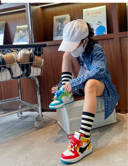 Boys Girls Sneaker Board Shoes Children Casual Shoes New Four Seasons Kids Single Sneaker Mandarin Ducks Basketball Sports Shoes