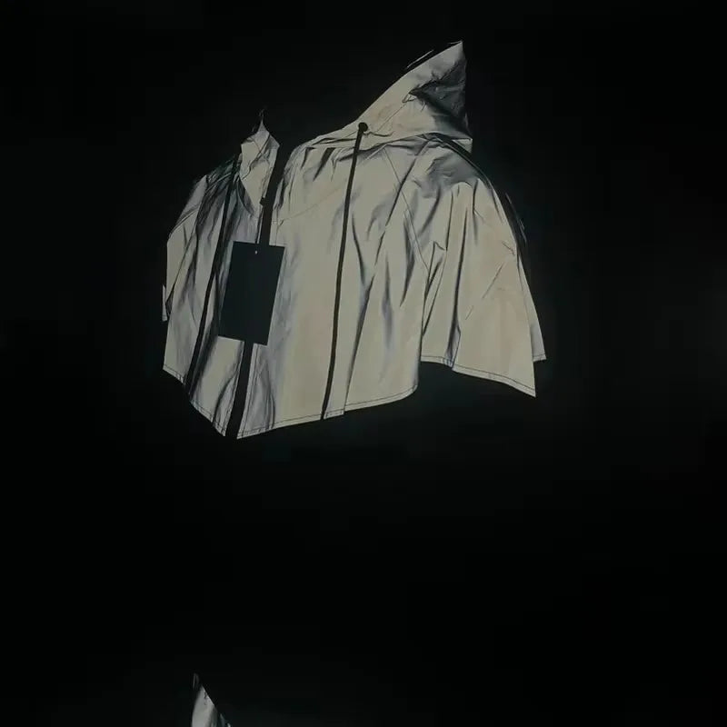 Men's Patchwork Night Reflective Jacket Casual Waterproof Windbreaker Party Dancer Hip Hop High Quality Coat Male Trend Brand