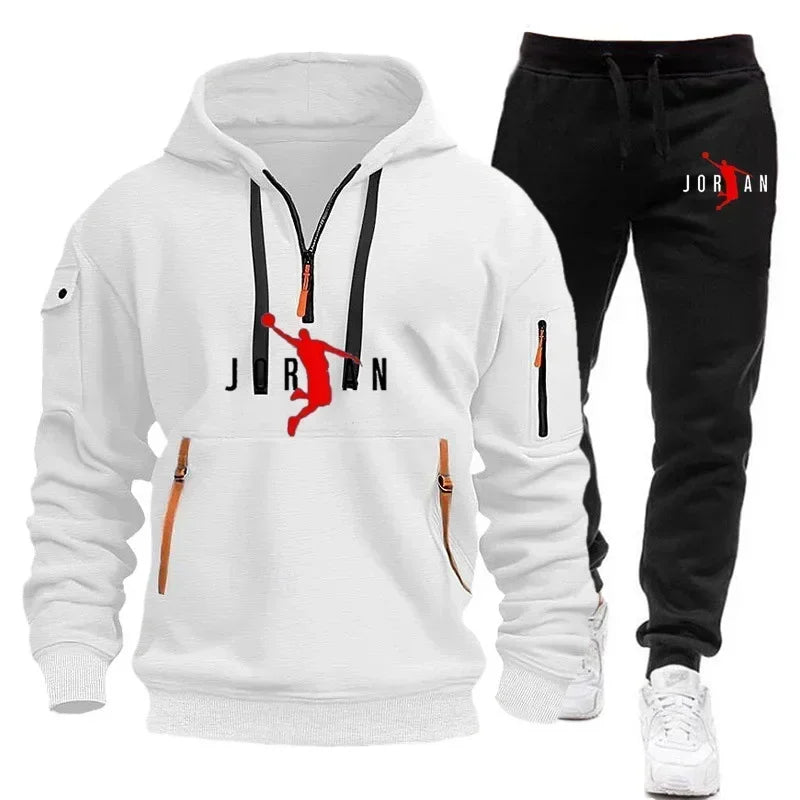 2025 New Autumn and winter new trend men's blazer + Tracksuit pants Fashion casual jogging print sportswear outdoor sportswear