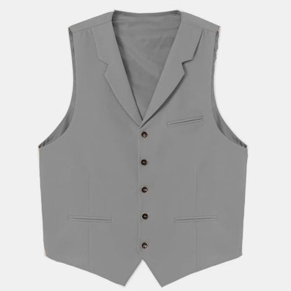 Men Vest Beige With Lapel Solid Single Button Waistcoat For Wedding Birthday Banquet Party Business Daily Casual Men Suit Vest