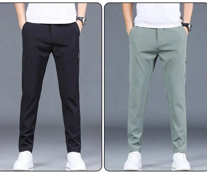 2026 Summer New Thin Ice Silk Stretch Men's Pants Casual Elastic Waist Smooth Trouser Pants Male Brand Clothing 5 Colour