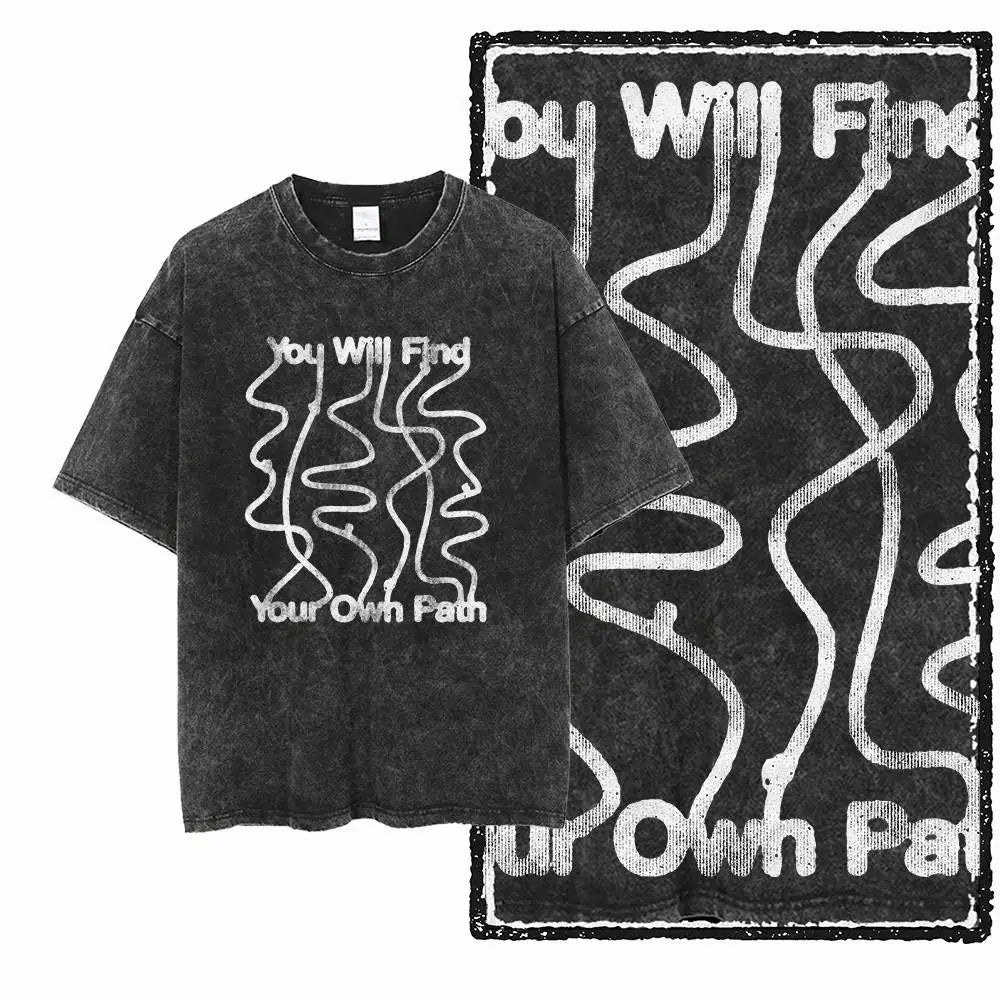 G58 Acid Washed Black Cotton Vintage Creative  Graphic Men T-shirt |  Streetwear Big Size Cool O-neck men's Tee Tshirt