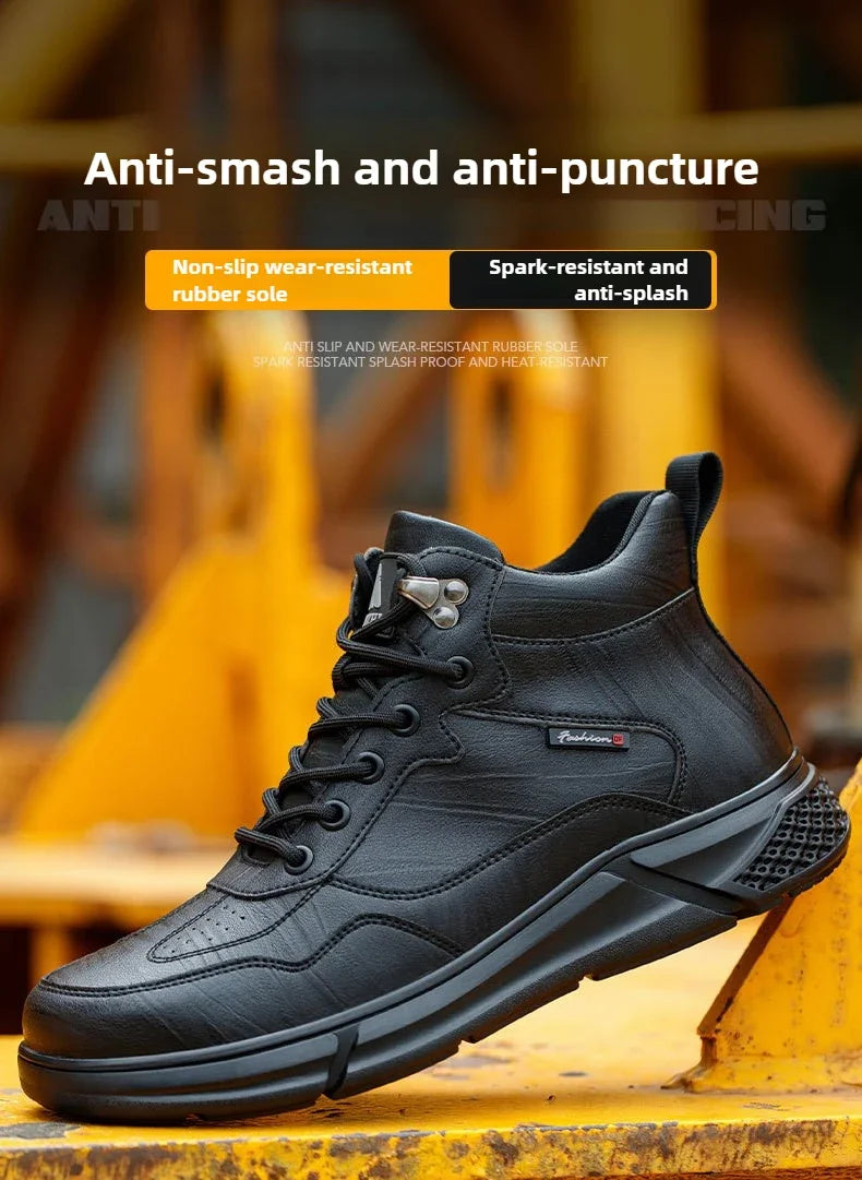 Comfortable safety sneaker for men winter anti-slip boots man construction indestructible black work boots steel nose work shoes
