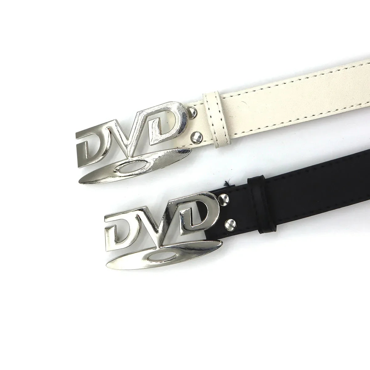 Unisex Nostalgic DVD Buckle Belt Versatile Black White Decorative Waist Straps Belt for Men Women Jeans Matching Gift for Her