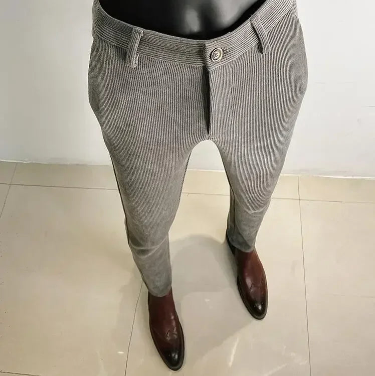 2025 Winter Men Suit Pants Woolen Thicken Keep Warm Formal Trousers Pantalones Hombre Solid Casual Slim Fit Pants Men Clothing