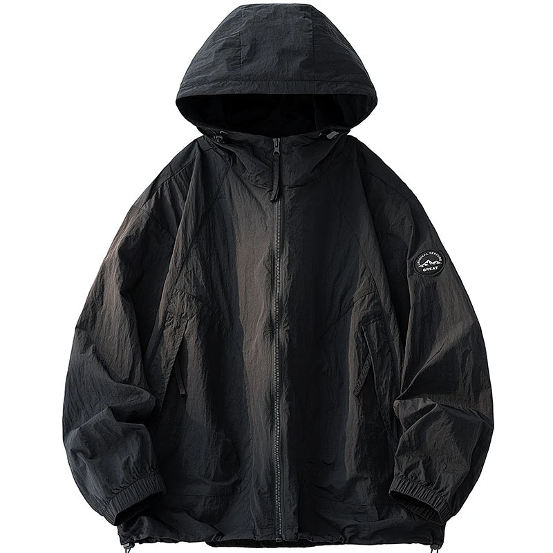UPF50+ Men's Hooded Sunscreen Jacket Summer Ultra Thin Zipper Pocket Windbreaker Elastic Cuffs Outdoor Hiking Fishing Skin Coats