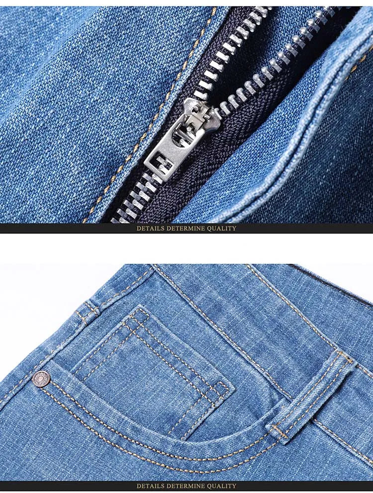 2025 New Light Blue Men's Comfort Soft Jeans Fashion Straight Business Pants Cotton Soft Casual Stretch Denim Trousers 28-40