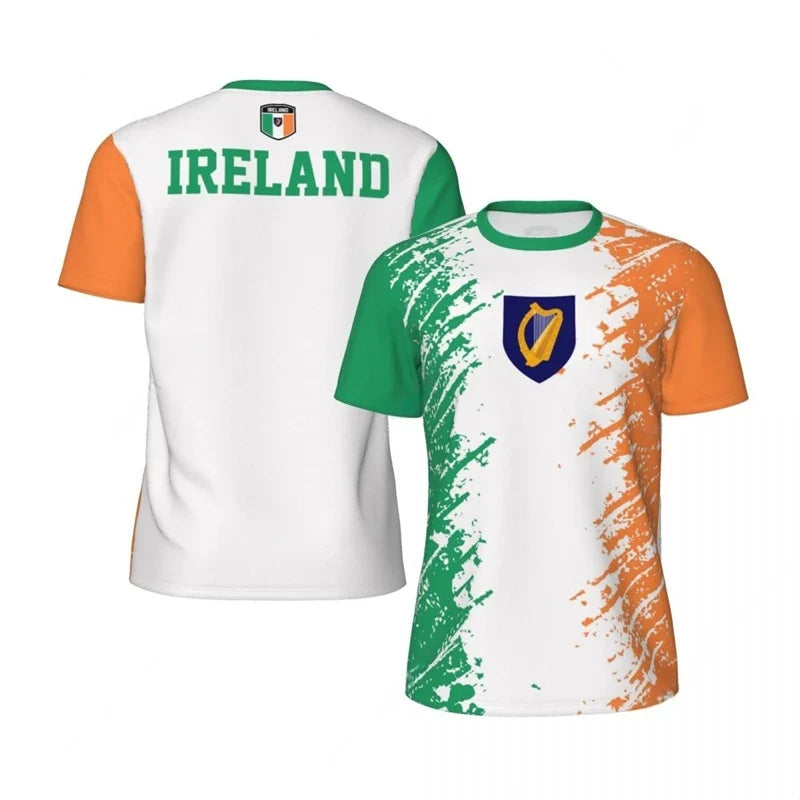 Fashion Ireland Flag Football T Shirt Casual Summer Short Sleeve Mens 3D Printed Sports T-shirt Loose Street Quick Dry Tees Tops
