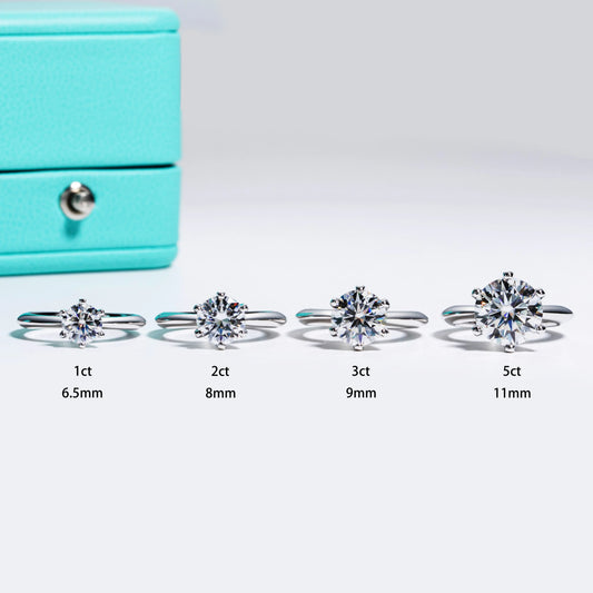 1ct 2ct 3ct 5ct D Color Moissanite Engagement  Ring for Women 925 Sterling Silver Gold Plated Solitaire Rings Wholesale