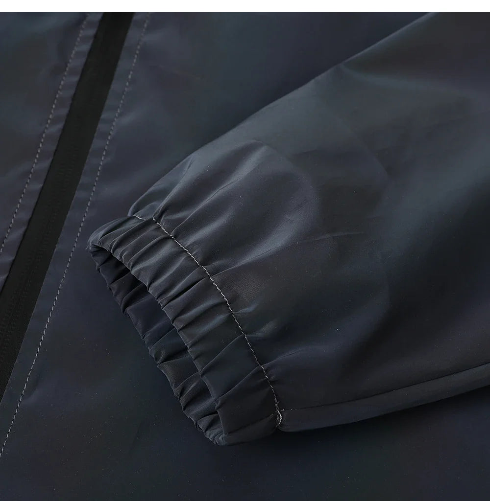 Men Reflective Jacket Gradient Colorful Hip-hop Streetwear Night Outdoor Hooded Windproof Coats Fashion Dance Skateboard Clothes
