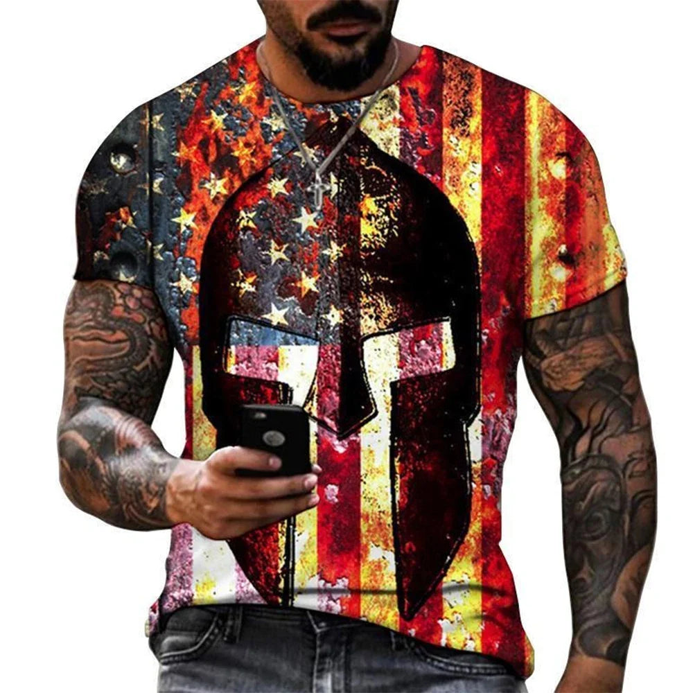 Summer Hot Selling Men's Creative Personality Soaring Eagle Animal 3D Printing Fun Casual Fashion T-shirt