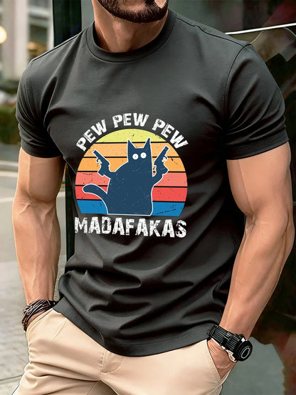 Pew Pew Pew Madafakas Prints Men'S T-Shirt Cotton Summer O-Neck Short Sleeve Tops Soft Oversized T Shirt Casual Mens Clothes