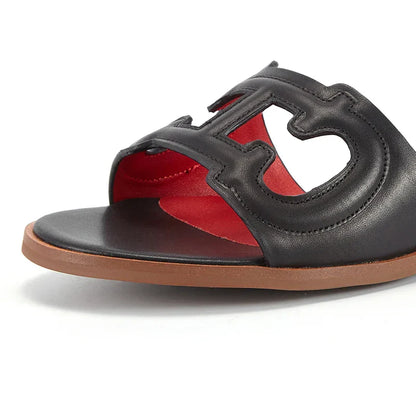 Women's Square Open Toe Heels Sandals Low Block Flat Sandals Slip Comfortable Casual Beach Shoes