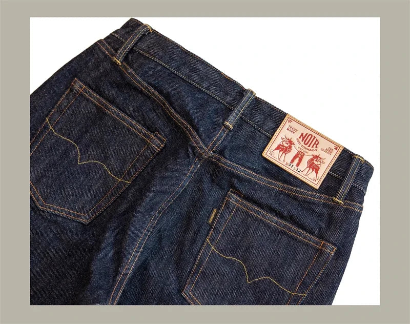 21oz Selvedge Denim Straight Cut Jeans Indigo Rugged Style Men Pants