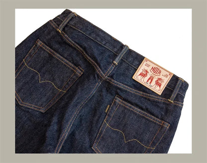 21oz Selvedge Denim Straight Cut Jeans Indigo Rugged Style Men Pants