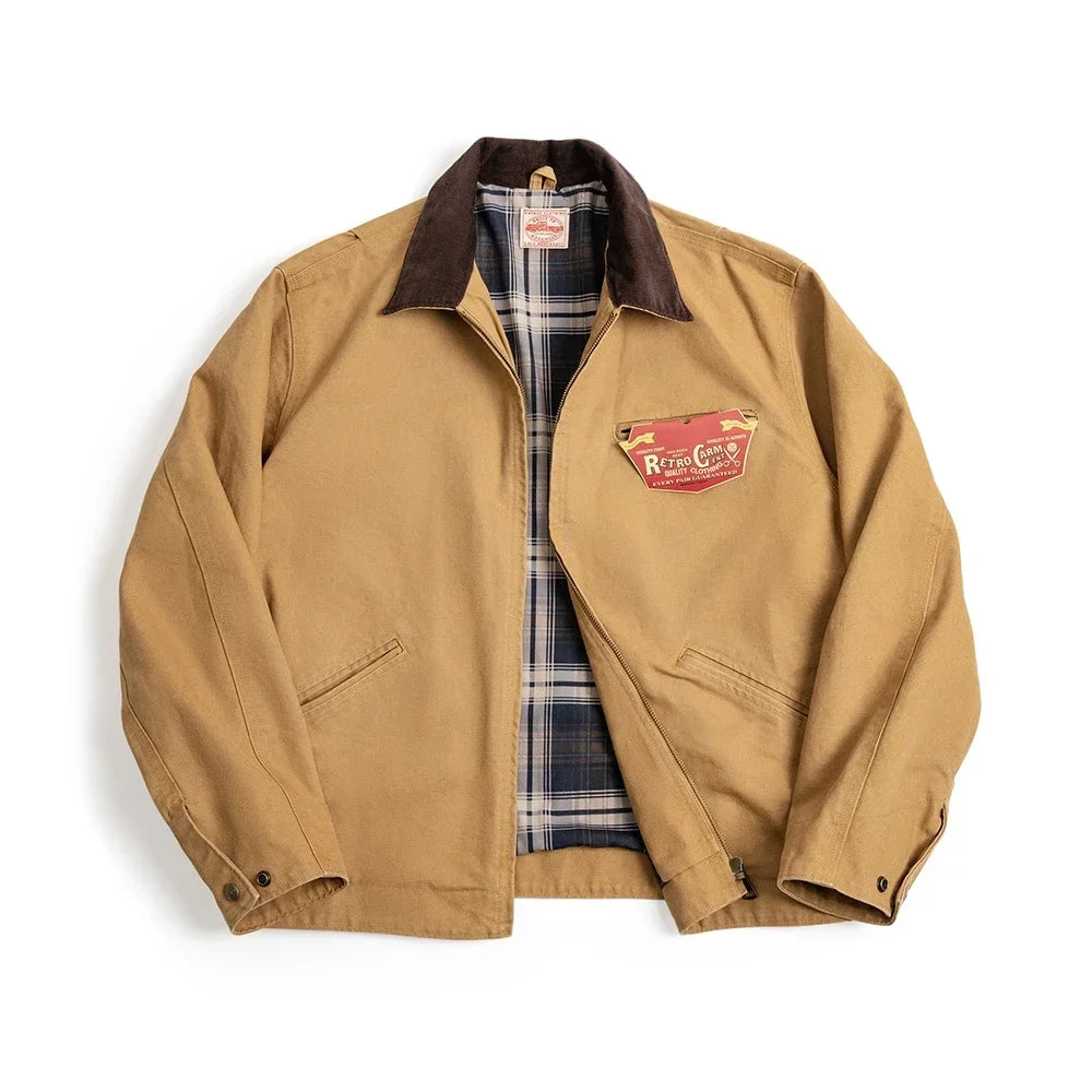 Vintage Detroit Hunting Jackets Men J001 Turn-down Collar Coats Heavyweight Cotton Jacket Multi-Pocket Casual Clothes