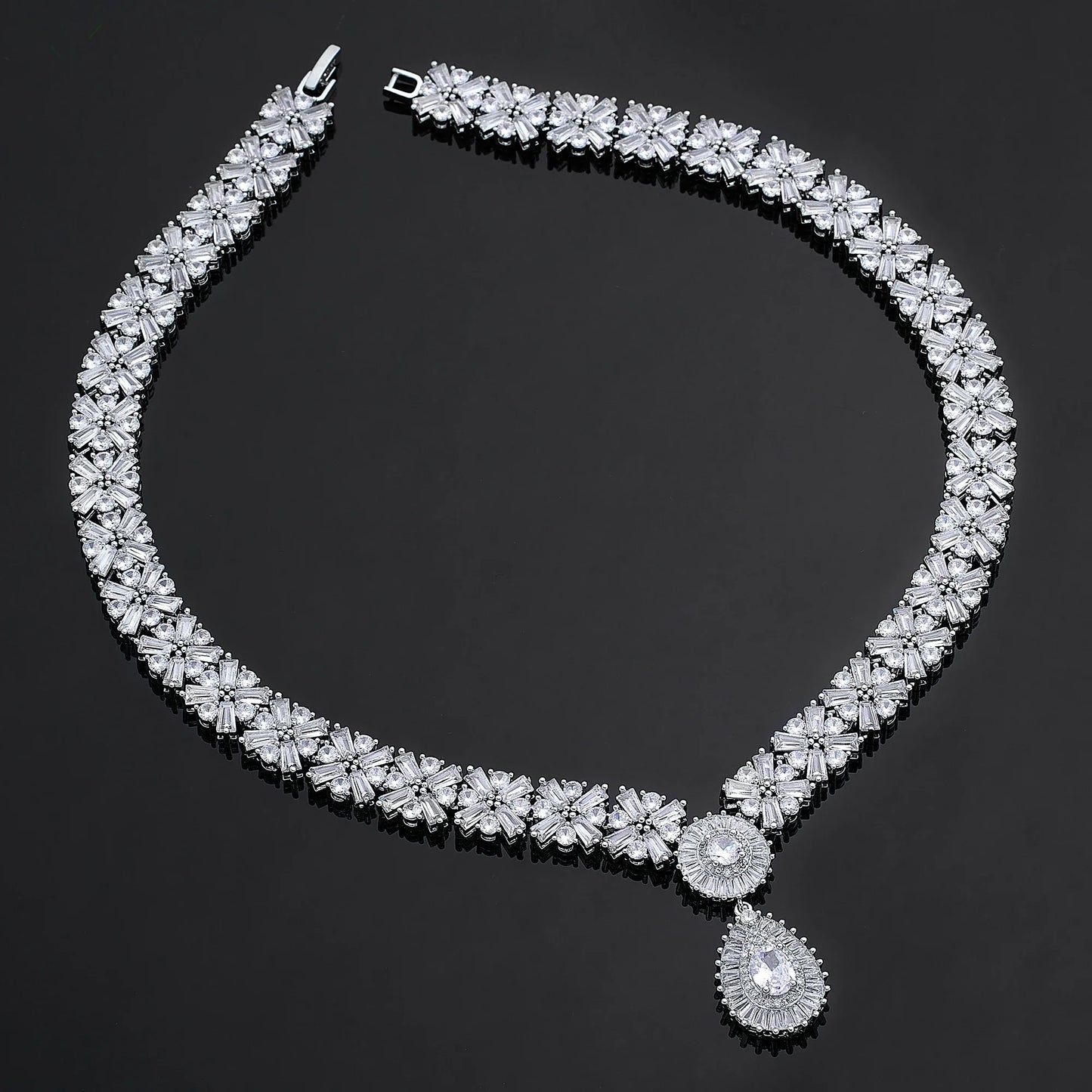 Popular Water Drop Bridal Jewelry Sets For Women Gold Plated CZ Zircon 4pcs Necklace Earring Sets Dubai Wedding Jewelry