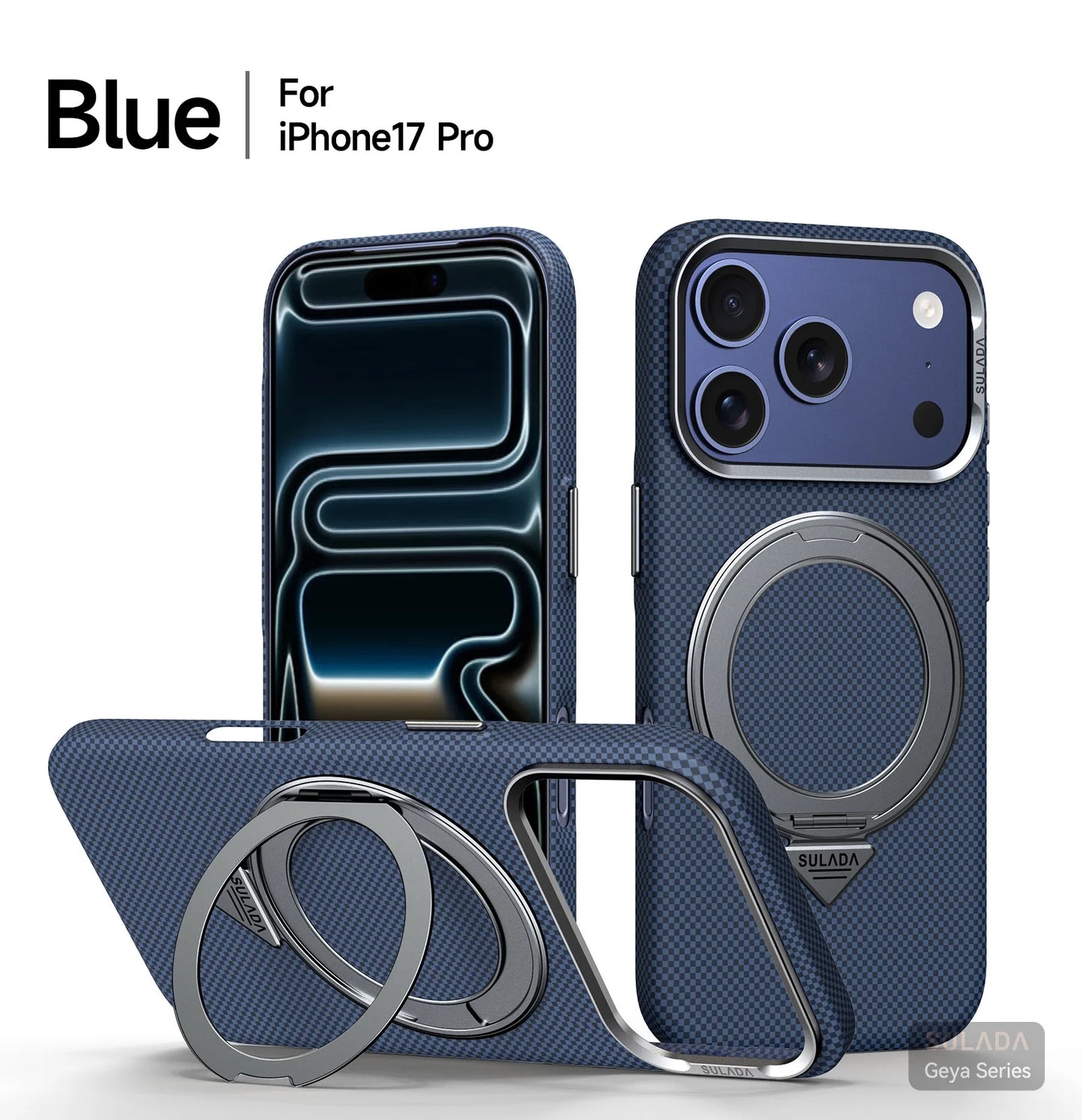 Kevlar Pattern Texture Wireless Charging Case For IPhone 18 Pro Max 17 16 360° Rotate Bracket Bare-metal Feel Drop-Proof Cover