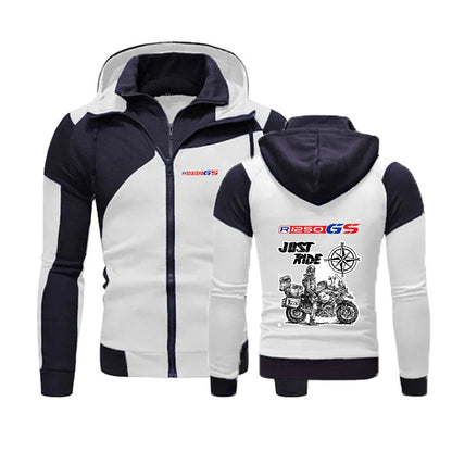 2026  Motorcycle R1250 GS Print Men's New Spring And Autumn Color Matching Hoodie Warm Casual Fashion Jacket Sweatshirts