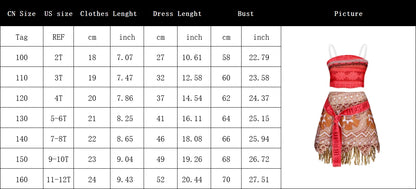 Halloween Fairy Princess Moana Costume Girl Cosplay Vaiana Vintage Adventure Kids Bikini Party Clothes Kids Clothes Set