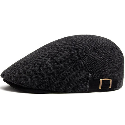 New Herringbone Vintage Beret Men Autumn Winter Casual Flat Visor Hat Berets Retro Fashion Newsboy Cap Men's Adjustable