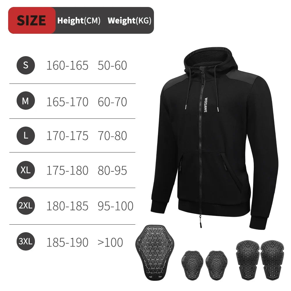 Men Motorcycle Hoodie Shirt Motorcycle Winter Warm Jacket Riding Casual Motorcycle Riding Clothes