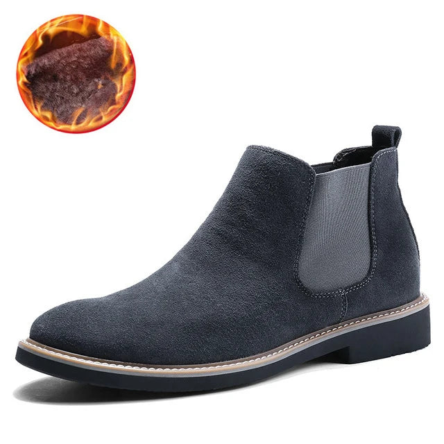 Autumn Winter Chelsea Boots Men British Style Suede Leather Shoes Men Slip on Casual Ankle Boots Men Big size 46 bota masculina