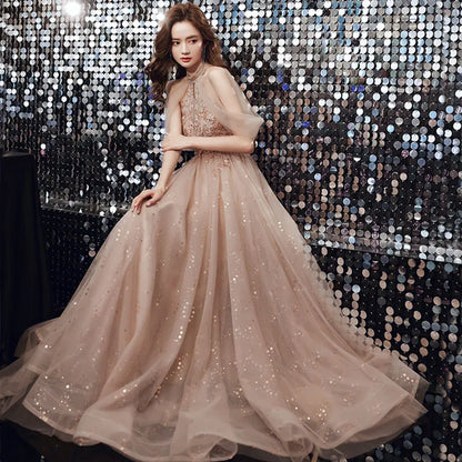 Champagne Dresses Elegant Women's Evening Dress New Banquet Style Bridesmaid Dress Fairy Quinceanera Dress Sukienki Customized