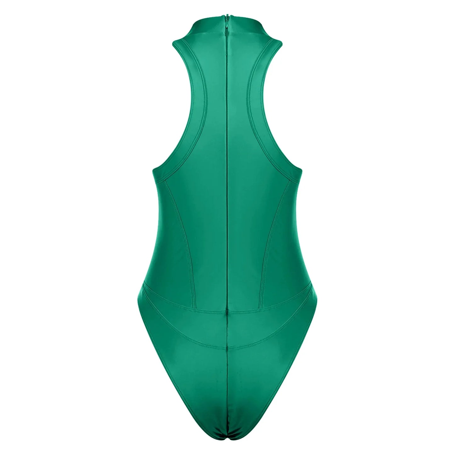 Womens Oil-shiny One-piece Bathing Suit Quick-drying Sleeveless Flat Seams High Cut Bodysuit Swimwear for Pool Beach Surfing