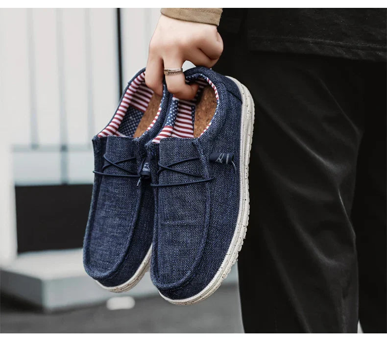 Brand Men Casual Shoes Fashion Denim Canvas Shoes Breathable Men Walking Flat Shoes Outdoor Large Size Light Men's Shoes Loafers