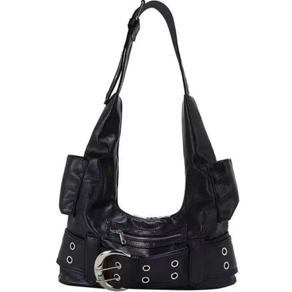 Belt buckle Women Luxury Designer Handbag And Purses PU Rivet Multiple Pockets Y2K Large Capacity Shoulder bags big totes