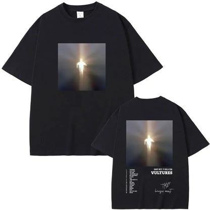 Rapper Kanye West Vultures New Music Album Graphic T Shirts Men Women Hip Hop Fashion Oversized T-shirts Male 100% Cotton Tshirt