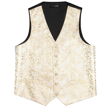 100 Colors Men Vest Tie Hanky Cufflinks Set Waistcoat Paisley Floral Jacquard Sleeveless Jacket Wedding Business