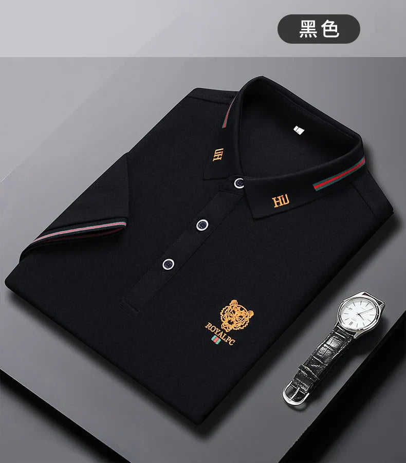 100% Cotton high-End Brand Men's Summer Exquisite Embroidery Short Sleeved Polo Shirt Trend Casual Lapel T-Shirt Men's Clothing