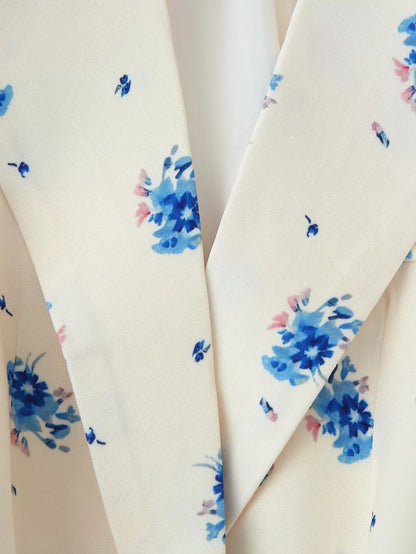 Spring New Faion Women's Suit Jaet Printed Stand Collar Belted Two-color Polyester Fiber Casual Long Sve Coat