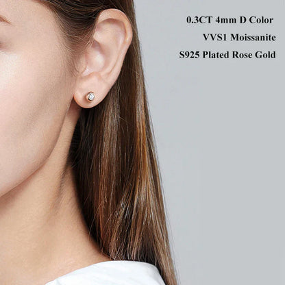 Oval Round Bezel 0.5CT Moissanite Stud Earrings for Women 925 Silver Plated 18k Pass Diamond Test Bubble Ear Jewelry Gift